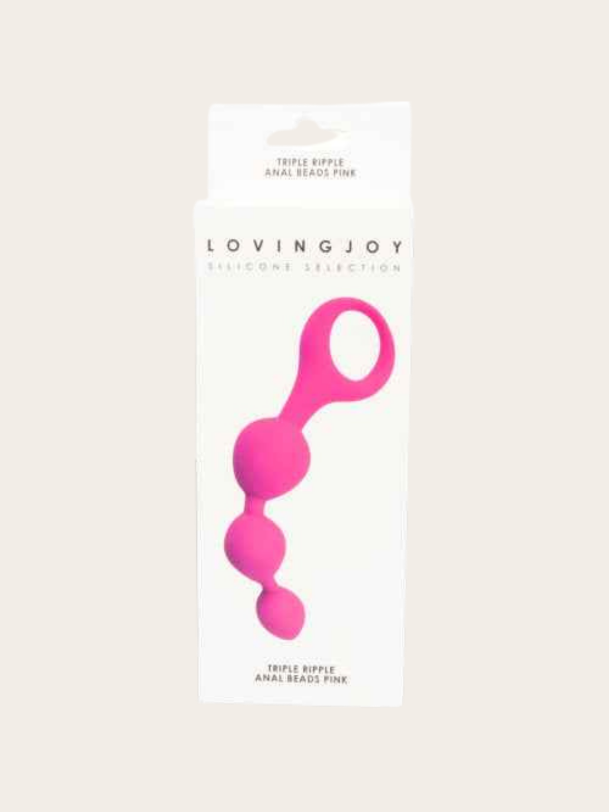 Bright pink anal beads in white retail box