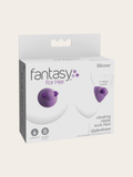 Fantasy For Her vibrating nipple suck-ers in its original white and gray retail packaging, featuring purple silicone products on the box front.