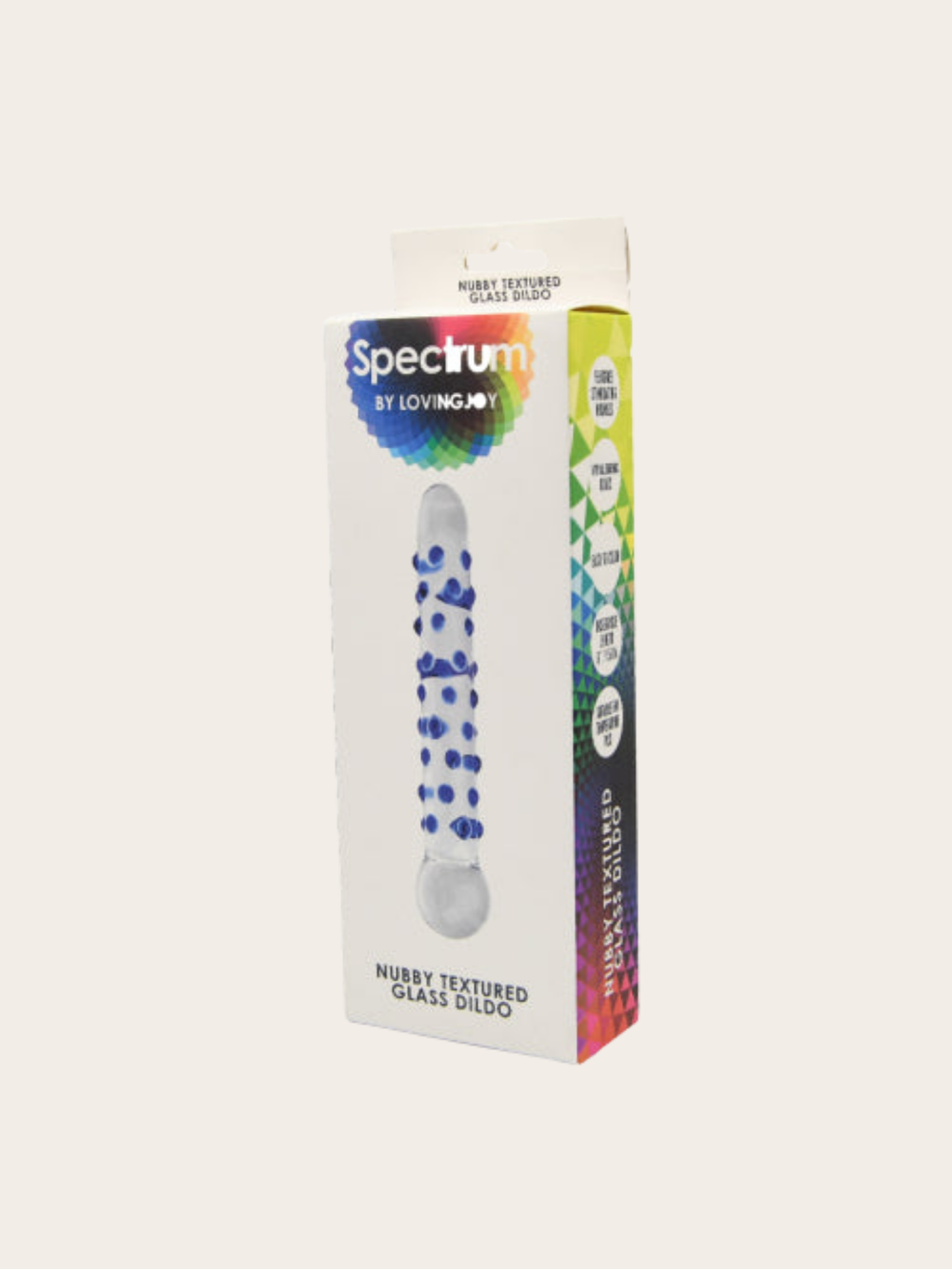 Spectrum Glass Nubby Dildo in retail box