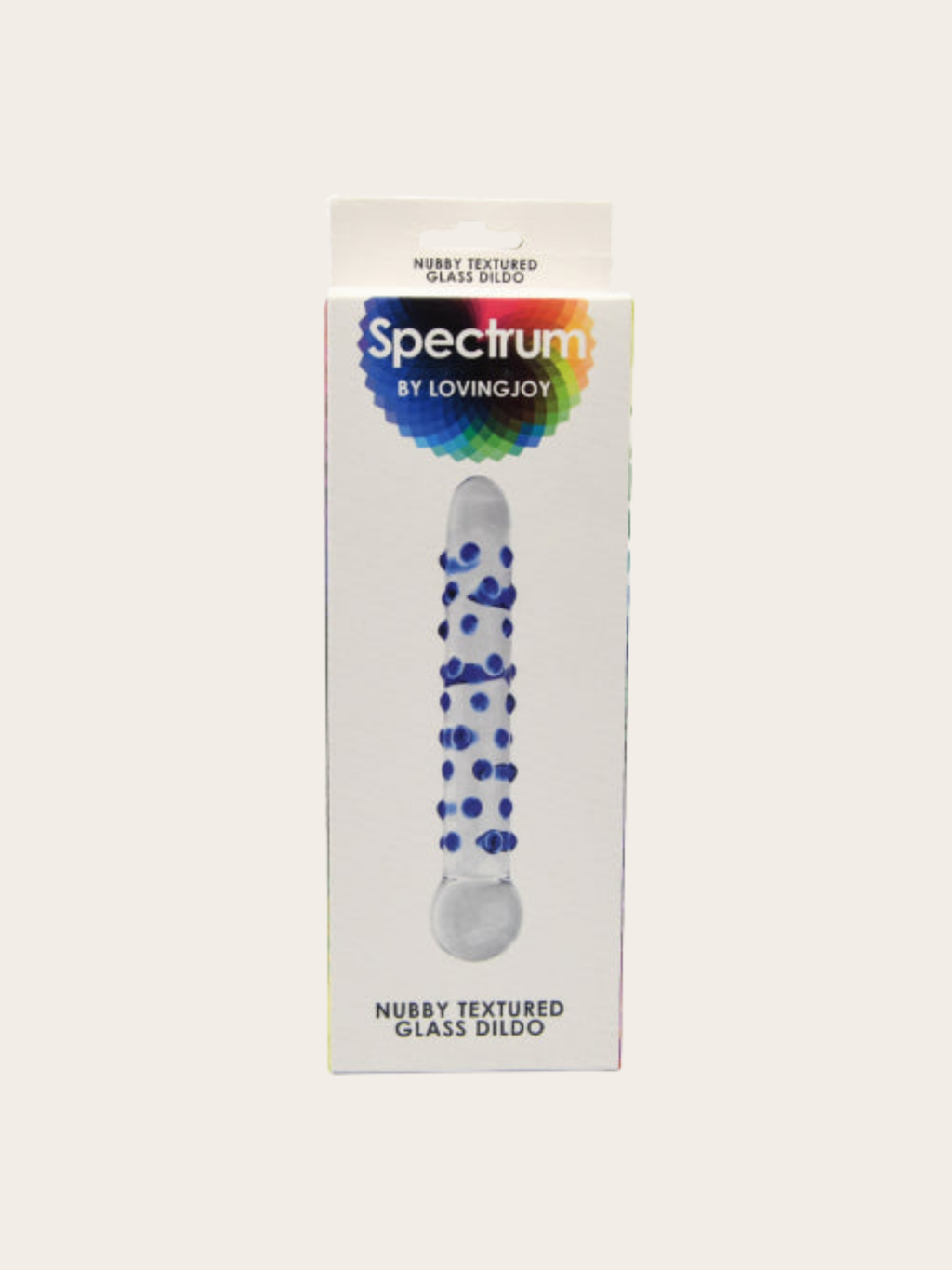 Spectrum Glass Nubby Dildo in retail box